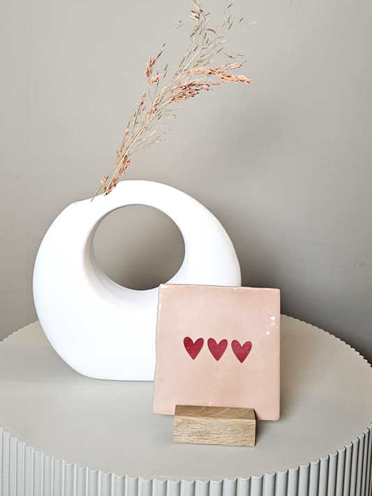 Tegeltje – 3 hartjes | Keramiek 10x10 cm
