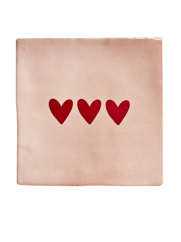 Tegeltje – 3 hartjes | Keramiek 10x10 cm