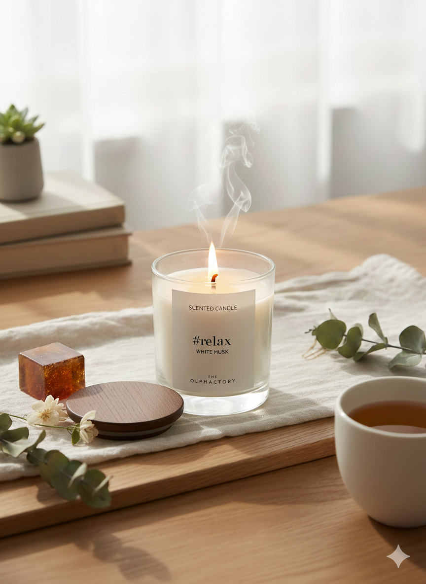 Luxe Geurkaars White Musk – #Relax by The Olphactory