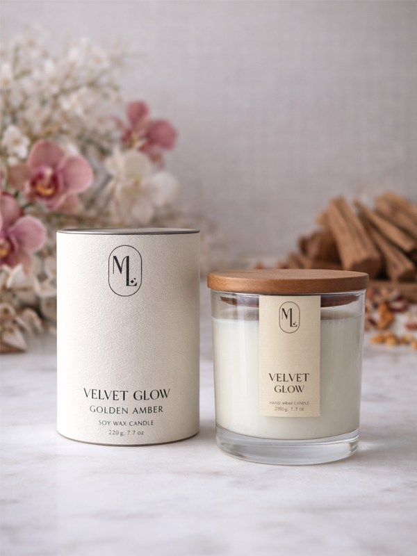 Luxe Sojawas Geurkaars – Velvet Glow | Golden Amber