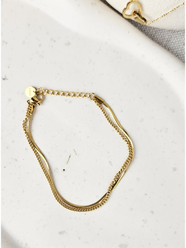 RVS Armband Double chains goud