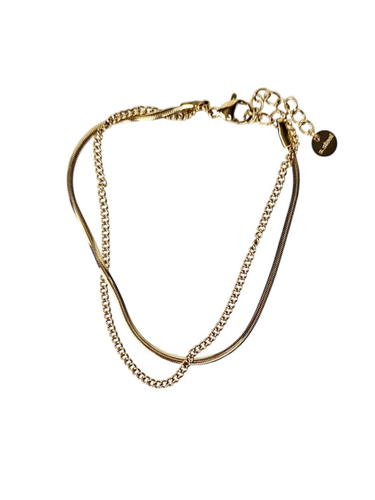 RVS Armband Double chains goud