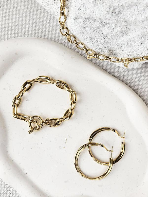 RVS Schakelarmband "Chunky chains" goud