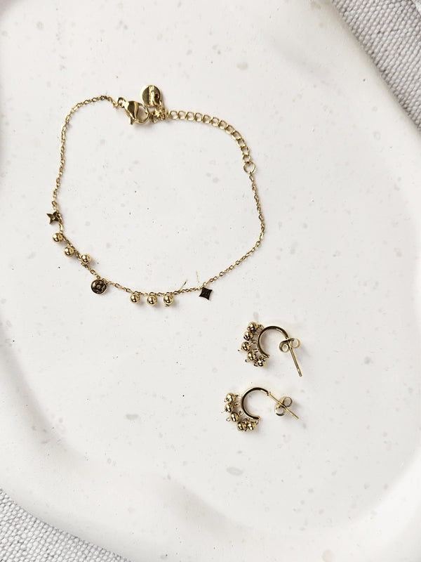 RVS Armband Multi Blossom goud