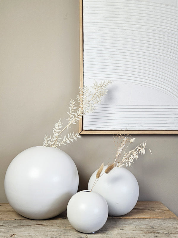 J-Line Vaas Bol Mat Wit Medium | ceramic