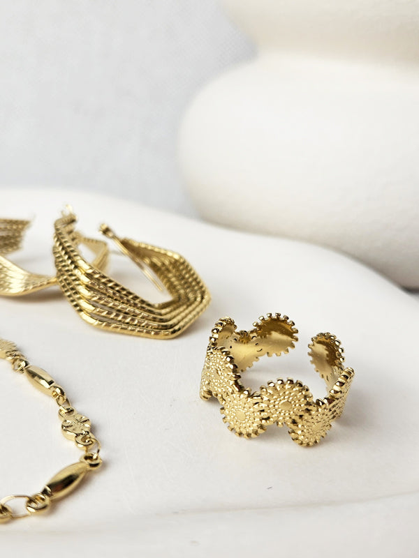 RVS Ring Cleo goud