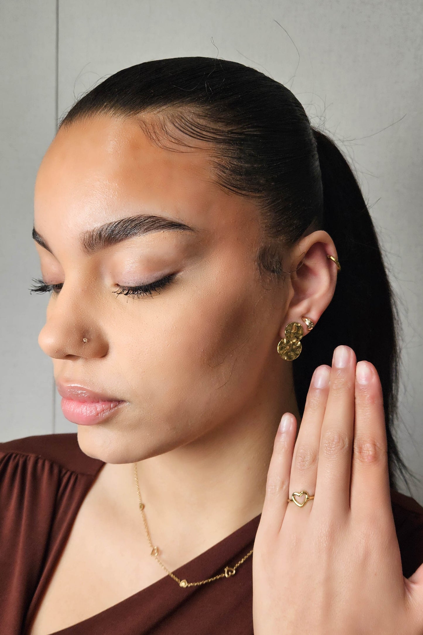 RVS Ring Single heart goud