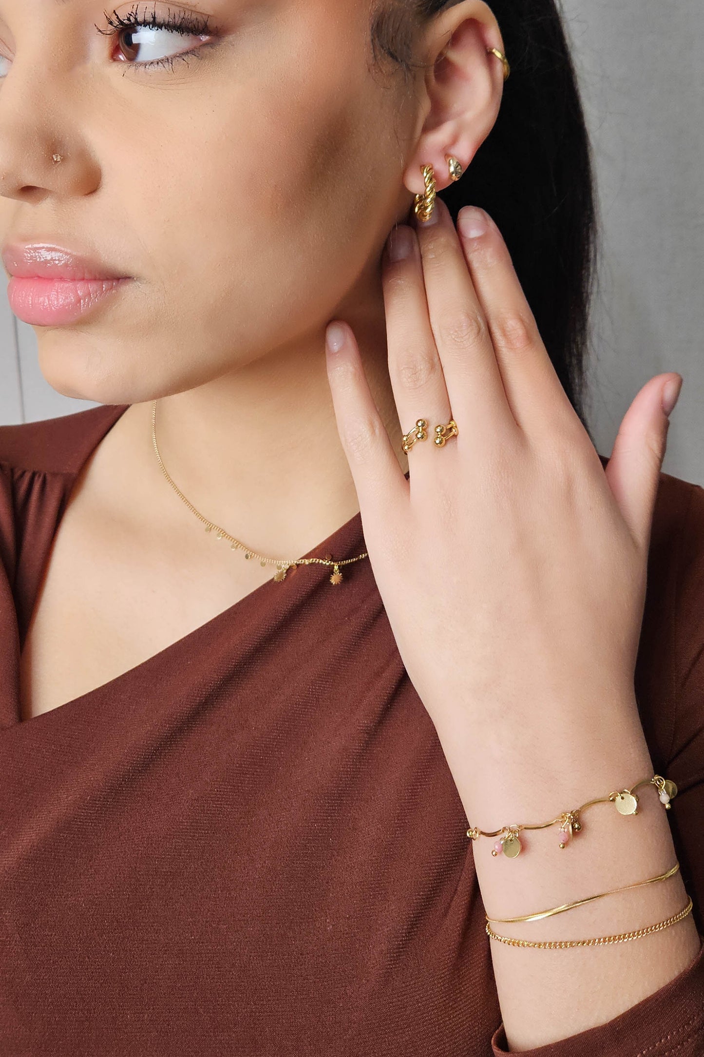 RVS Armband Double chains goud