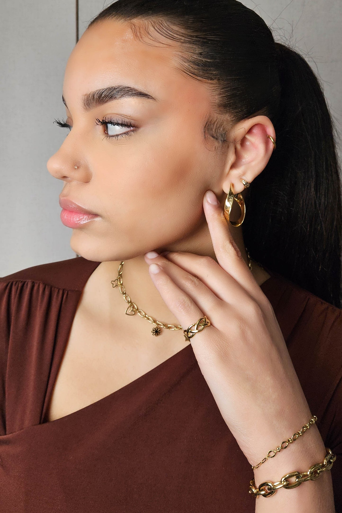 RVS Armband "Multi chains" goud