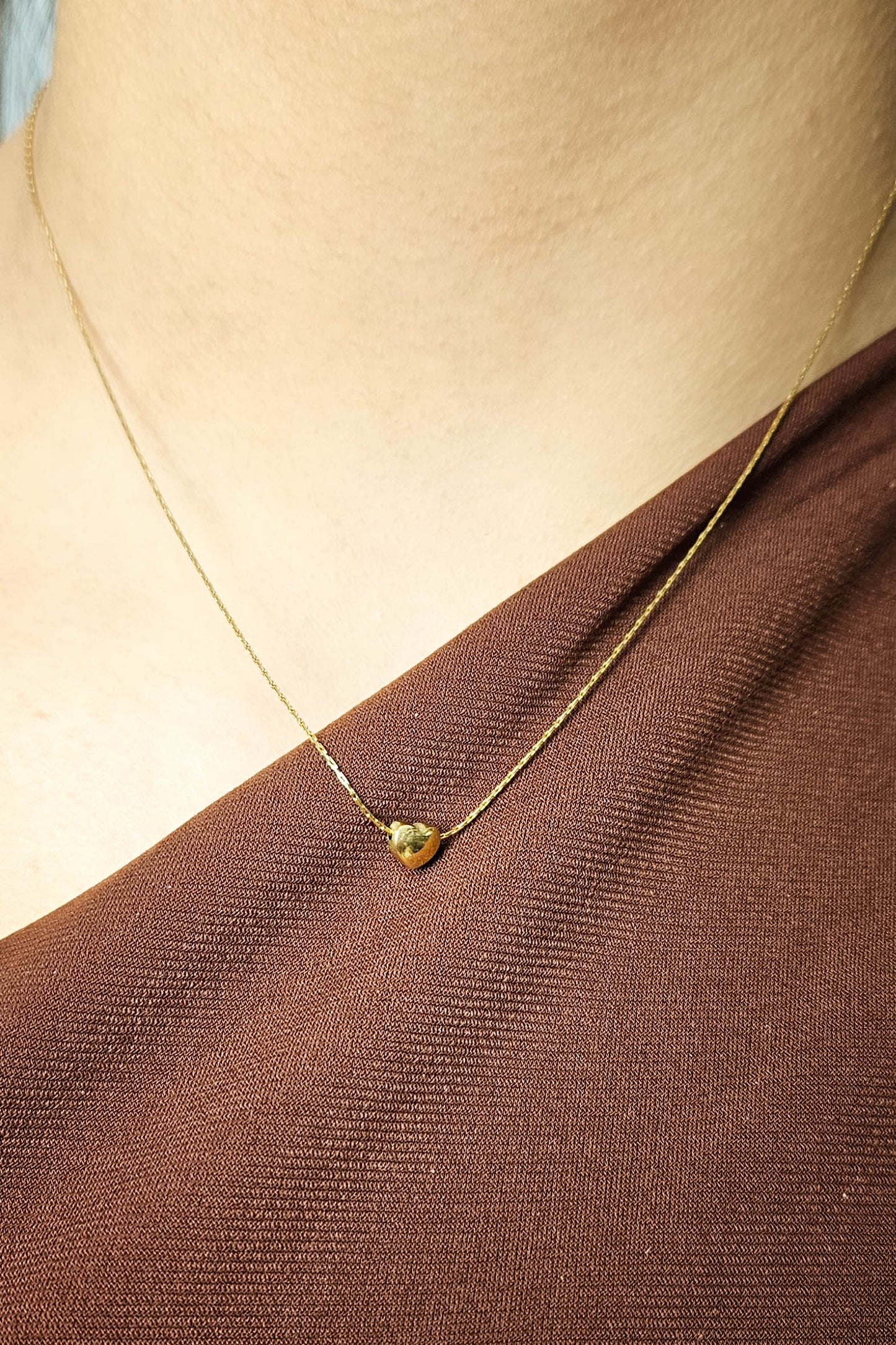 RVS Ketting Single heart goud