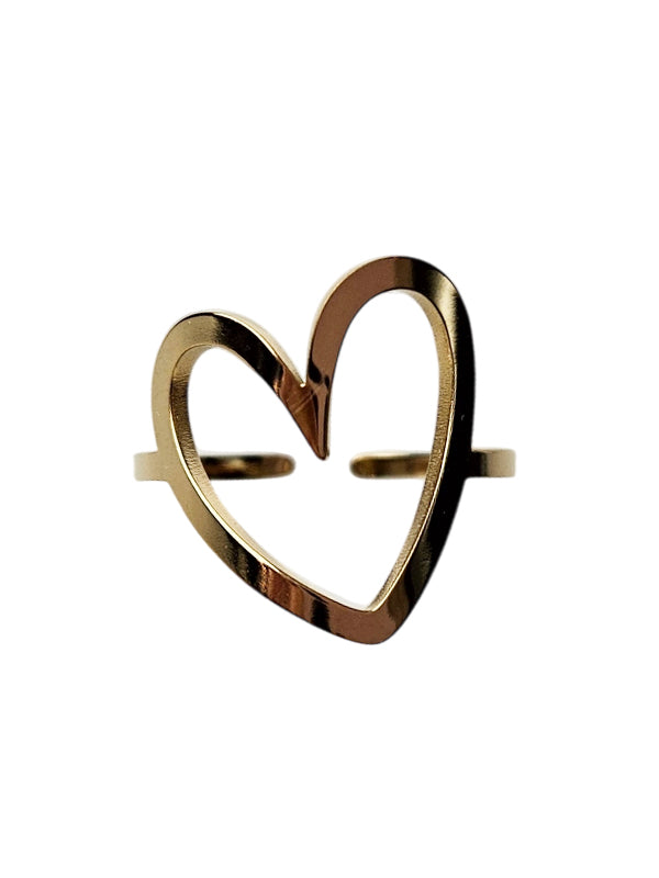 RVS Ring Love goud
