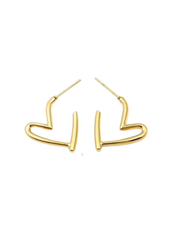 RVS Oorbellen Hart Ringen goud
