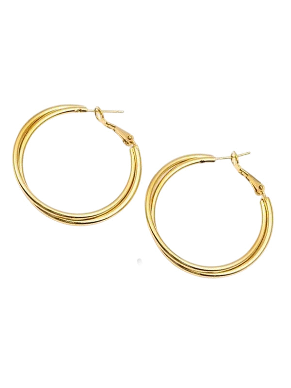 RVS Oorbellen Ringen Double goud