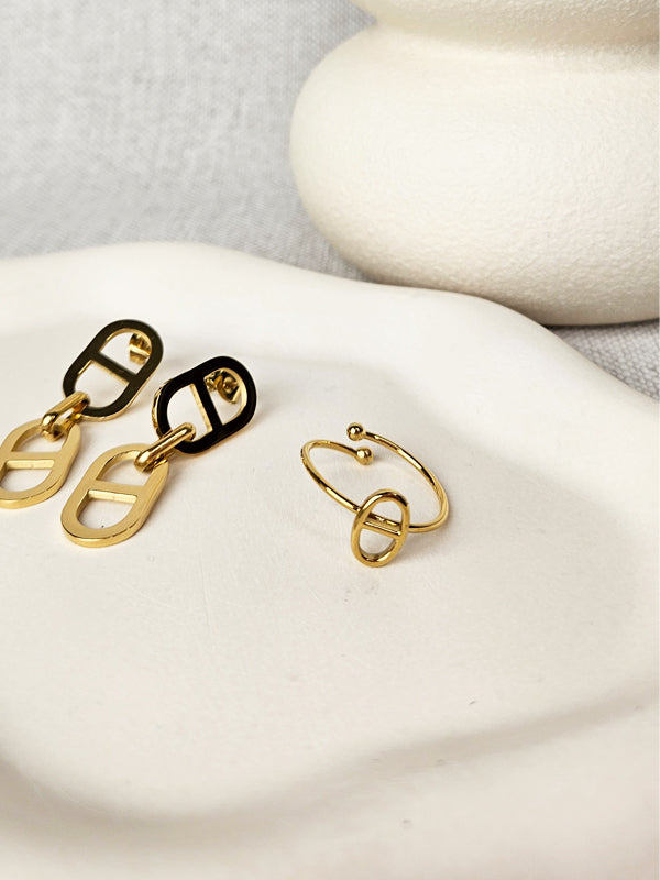 RVS Ring Oval goud