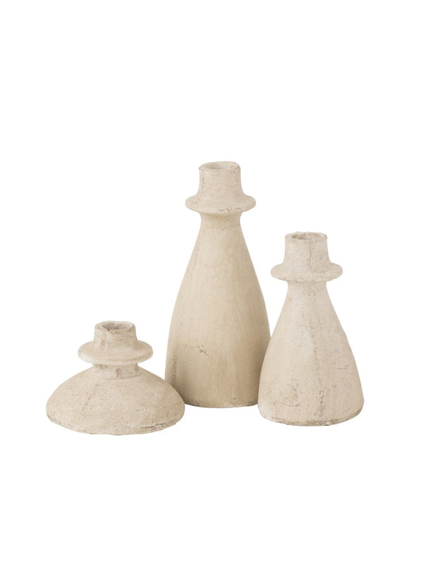 J-Line Set van 3 Kandelaars – Agora Terra Beige