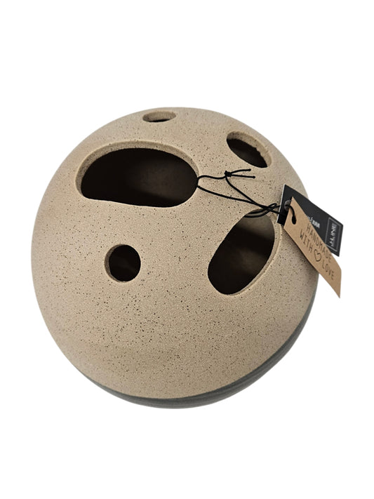 J-Line Vaas Bol Keramiek Beige Zwart L