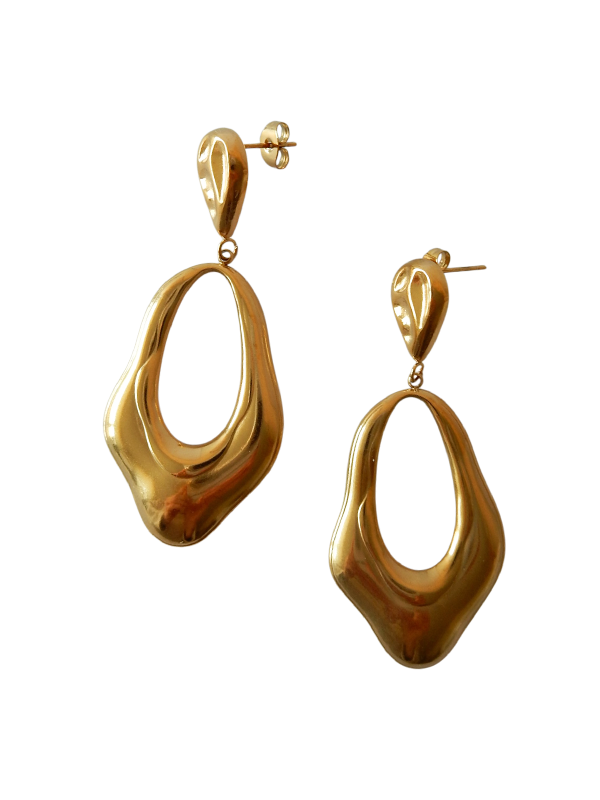 RVS Oorbellen Alisa Goud – Organische Statement Oorbellen