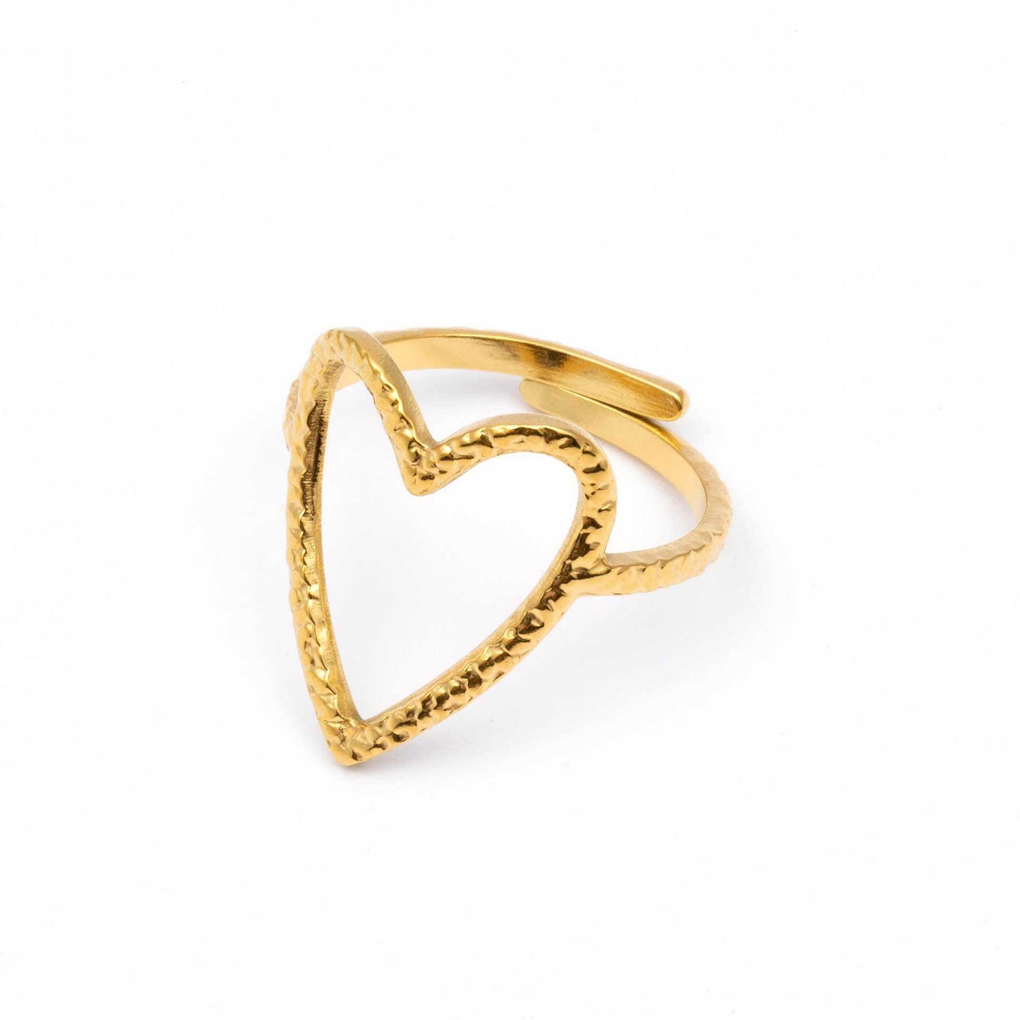 RVS Ring Love hammered goud