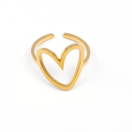 RVS Ring Love goud