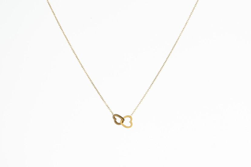 RVS Ketting Hearts connected goud