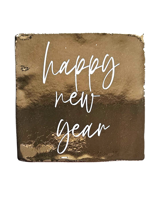 Tegeltje Happy New Year – Goud