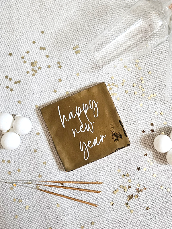 Tegeltje Happy New Year – Goud