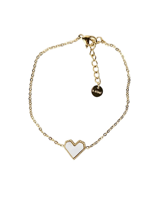 RVS Armband Charming heart goud