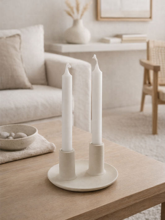 Kandelaar Aliya | Beige Keramiek