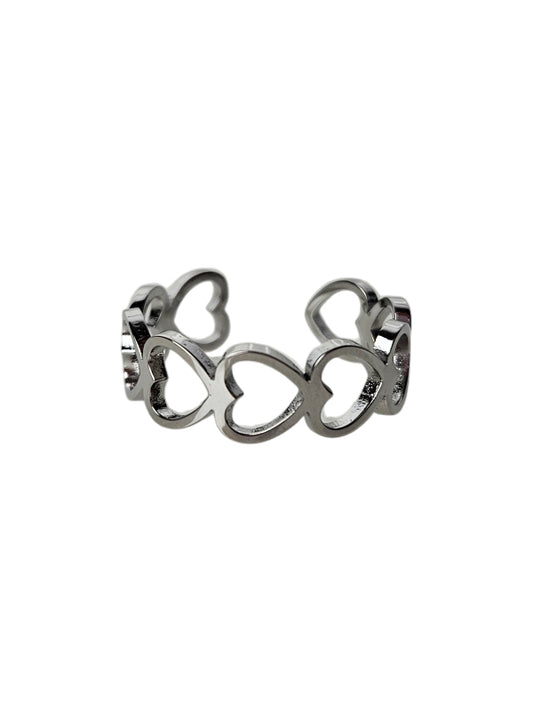 RVS Ring Hearts zilver