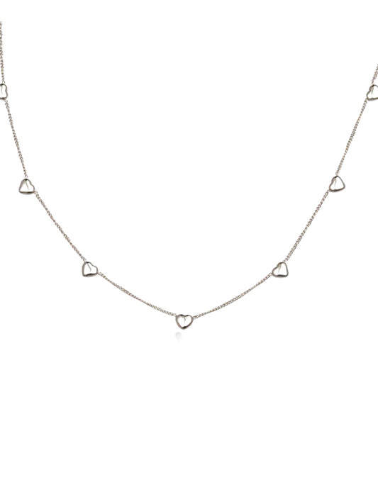 RVS Ketting Multihearts 3D zilver