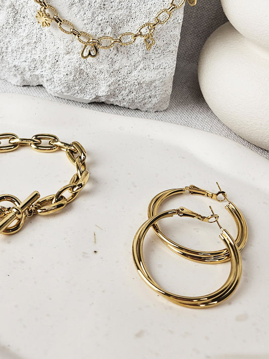 RVS Oorbellen Ringen Double goud