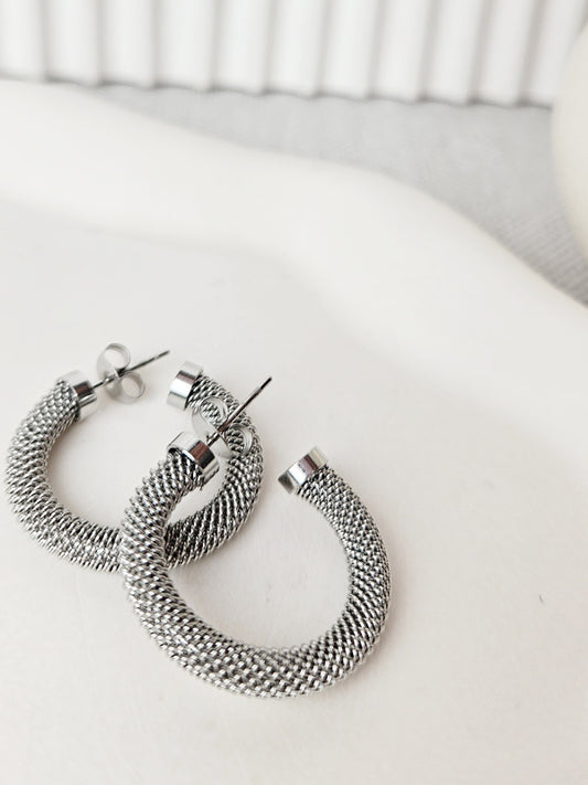 RVS Oorbellen Chain rings zilver