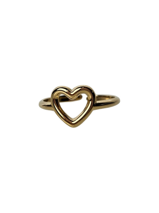 RVS Ring Single heart goud