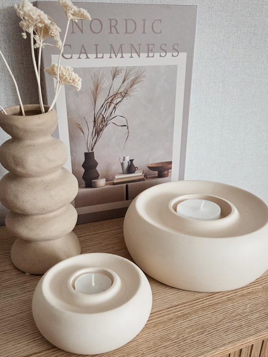 Theelichthouder Othoni créme 20,5 cm