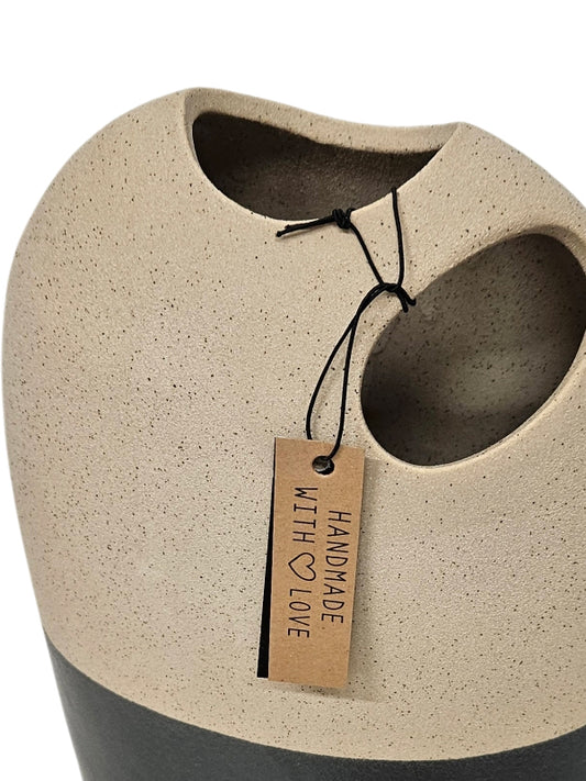 J-Line Vaas Hoog Keramiek Beige Zwart